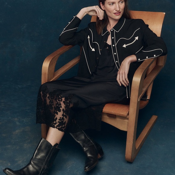 The Great Western Shirt Black Cream Piped Pearl Snap Size 0 - XS - Picture 15 of 15